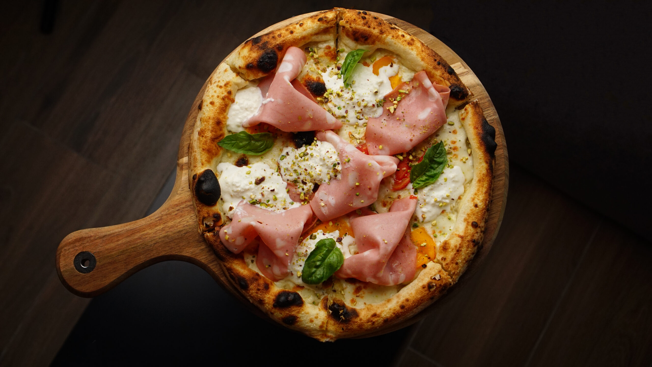 Pizza with mortadella